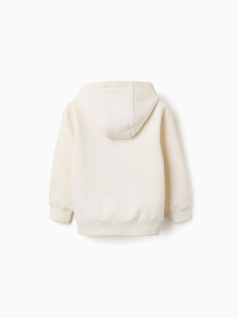 Geborsteld sweatshirt met capuchon en print Wit - Kiabi