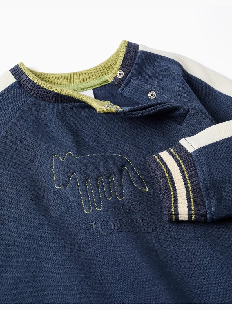 Geborsteld sweatshirt met clay horse print Donkerblauw - Kiabi