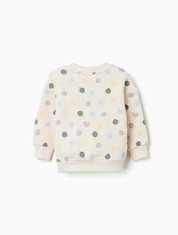 Geborsteld sweatshirt met harten- en stippenpatroon