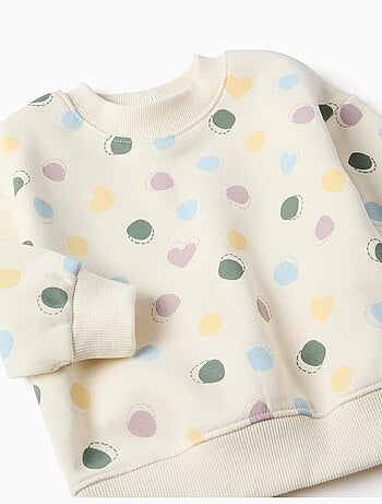 Geborsteld sweatshirt met harten- en stippenpatroon