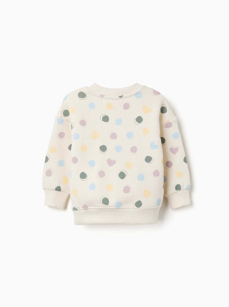 Geborsteld sweatshirt met harten- en stippenpatroon Wit - Kiabi