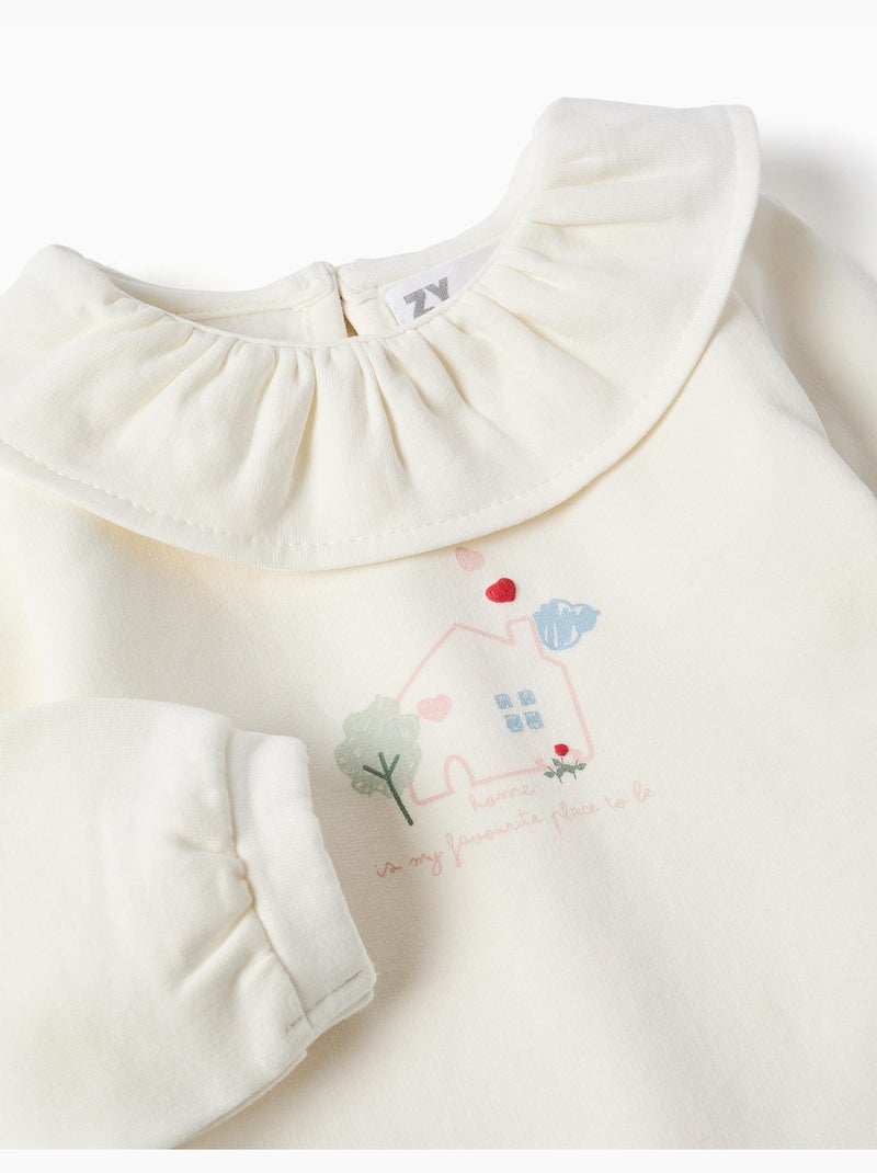 Geborsteld sweatshirt met huisprint Wit - Kiabi