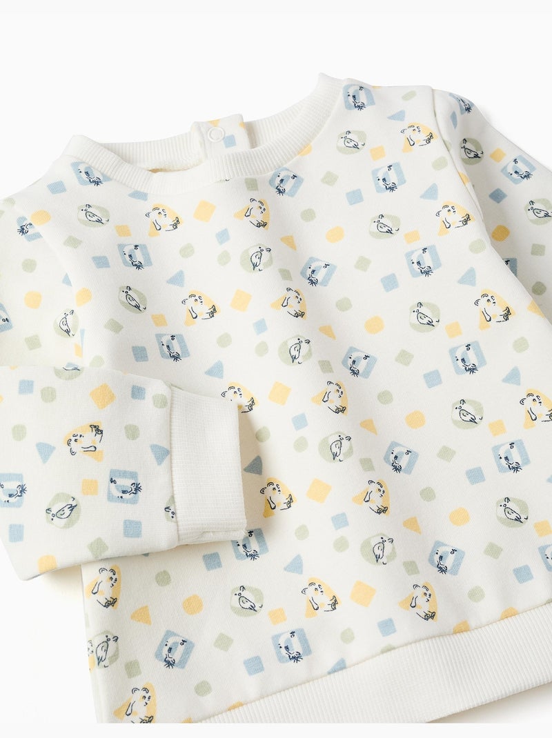 Geborsteld sweatshirt met kleurrijk patroon Wit - Kiabi