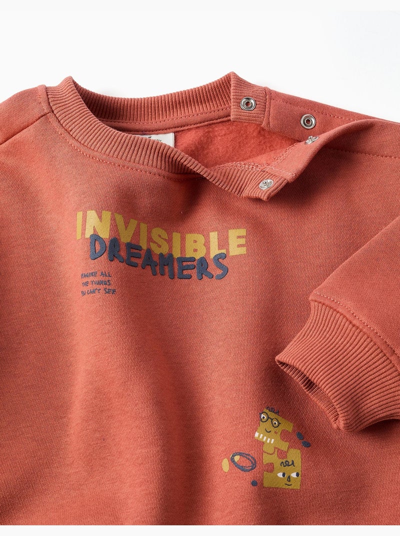 Geborsteld sweatshirt met print Bruin - Kiabi