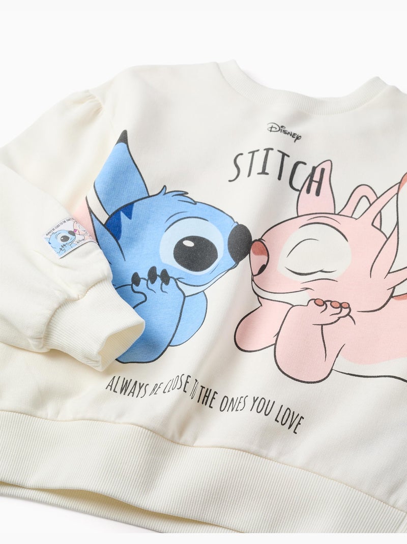 Geborsteld sweatshirt met Stitch & Angel print Wit - Kiabi