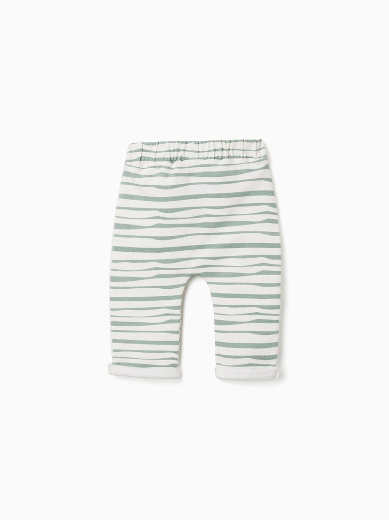 Geborstelde broek met strepen Wit - Kiabi