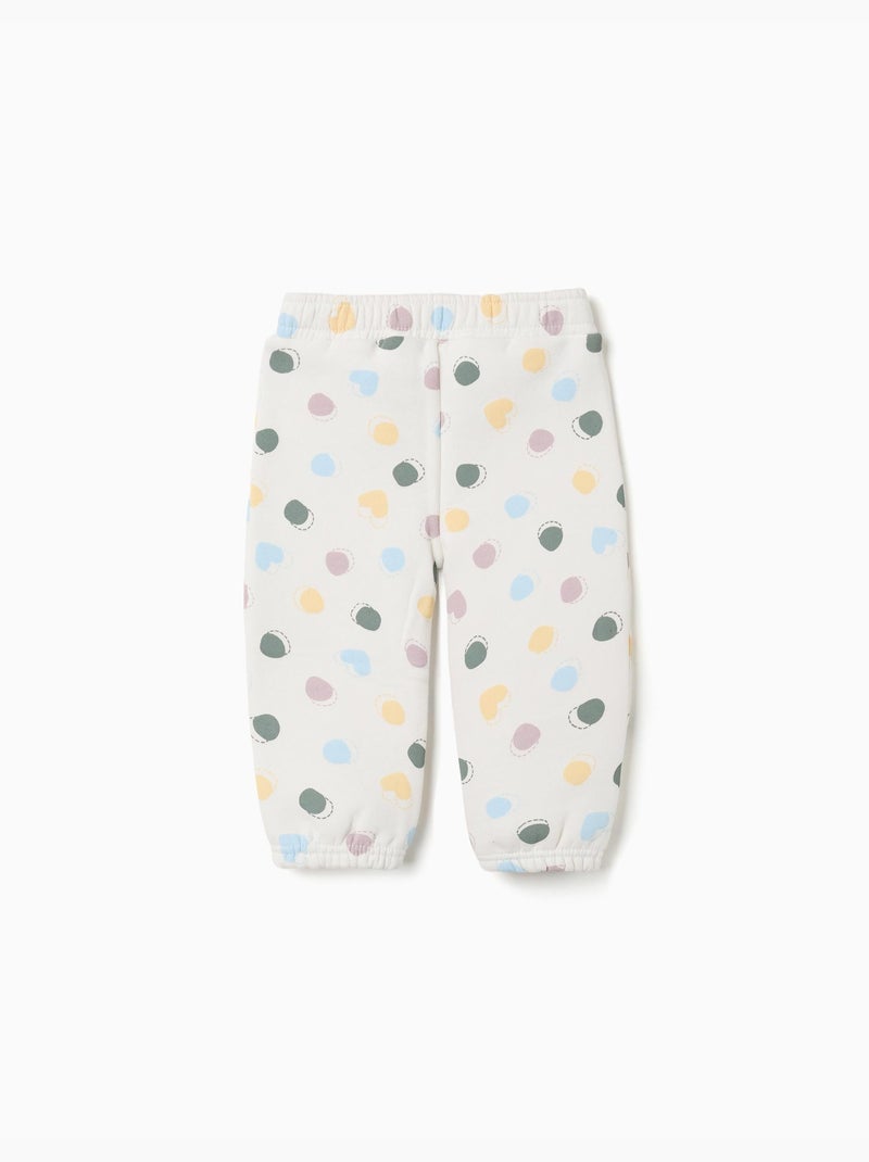 Geborstelde fleece broek met stippenpatroon Wit - Kiabi
