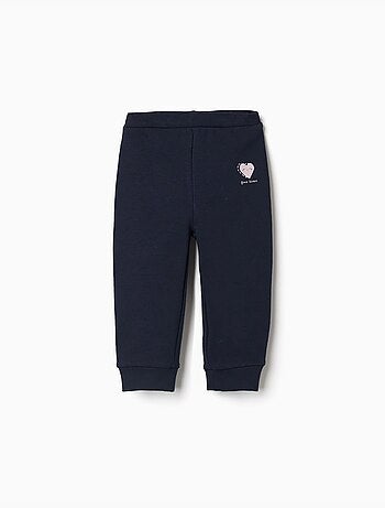 Geborsteld fleece broek met hartjesprint