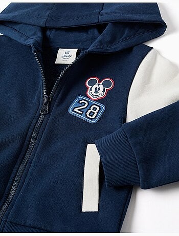 Geborstelde jas met capuchon en mickey prints