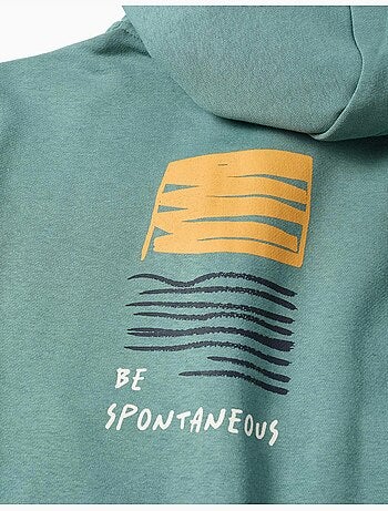 Geborstelde jas met capuchon met be spontaneous print