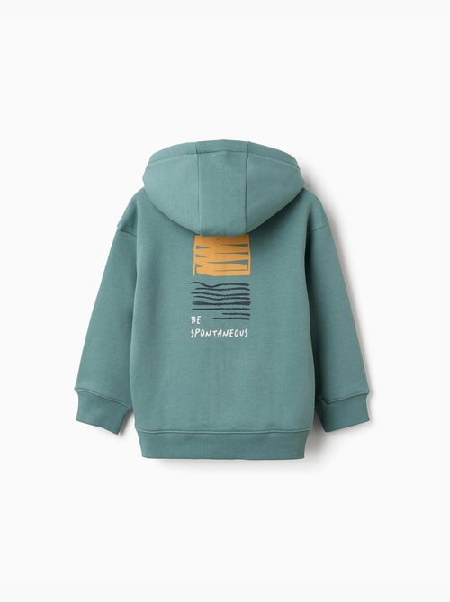 Geborstelde jas met capuchon met Be Spontaneous print - Kiabi Geborstelde jas met capuchon met Be Spontaneous print - Kiabi