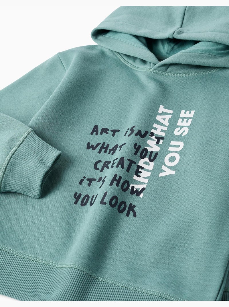 Geborstelde sweatshirt en joggingset met print Lichtgroen - Kiabi