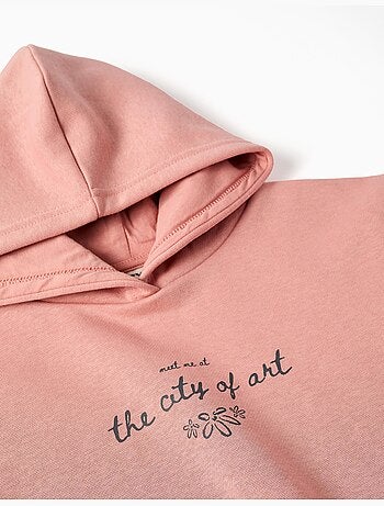 Geborstelde sweatshirt met capuchon en city of art print