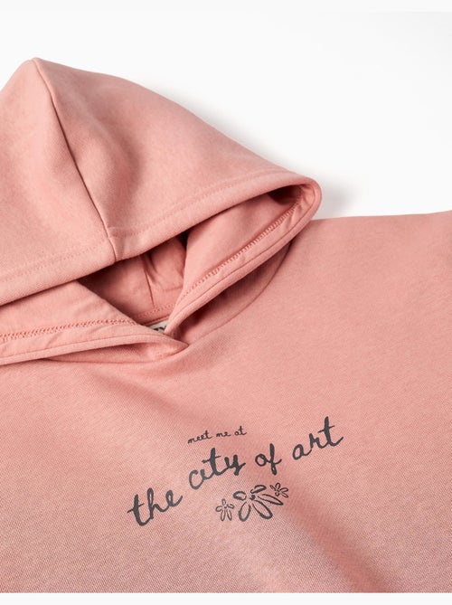 Geborstelde sweatshirt met capuchon en city of art print - Kiabi