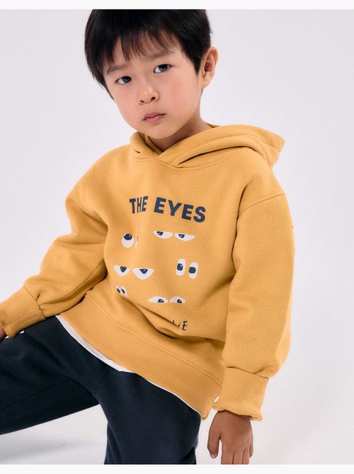Geborstelde sweatshirt met capuchon en print - Kiabi