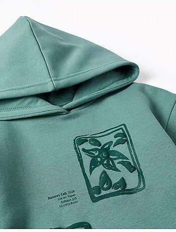 Geborstelde sweatshirt met capuchon met bloemenprint