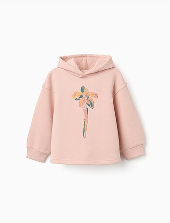 Geborstelde sweatshirt met capuchon met bloemenprint