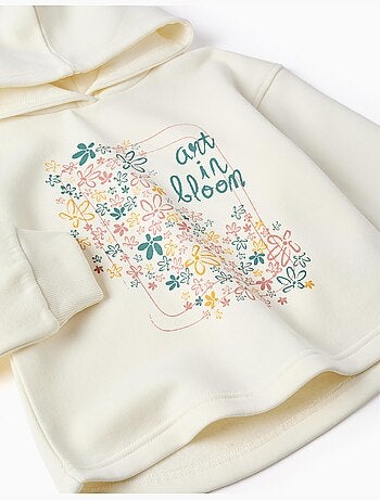 Geborstelde sweatshirt met capuchon met bloemenprint