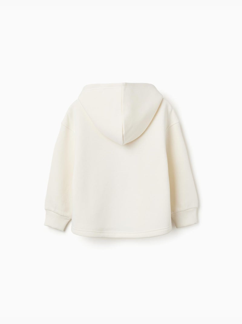 Geborstelde sweatshirt met capuchon met bloemenprint Wit - Kiabi