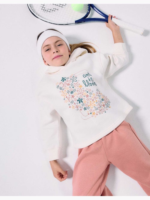 Geborstelde sweatshirt met capuchon met bloemenprint - Kiabi