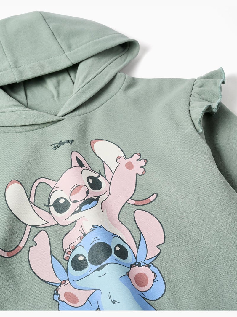 Geborstelde sweatshirt met capuchon met Stitch & Angel Groen - Kiabi