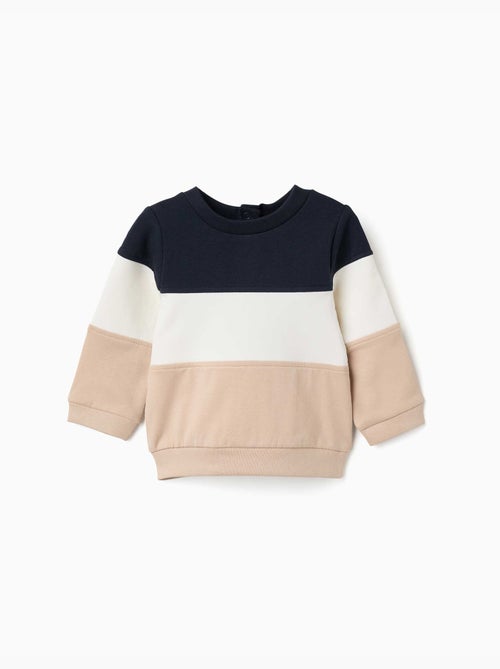 Geborstelde sweatshirt met colour block - Kiabi Geborstelde sweatshirt met colour block - Kiabi