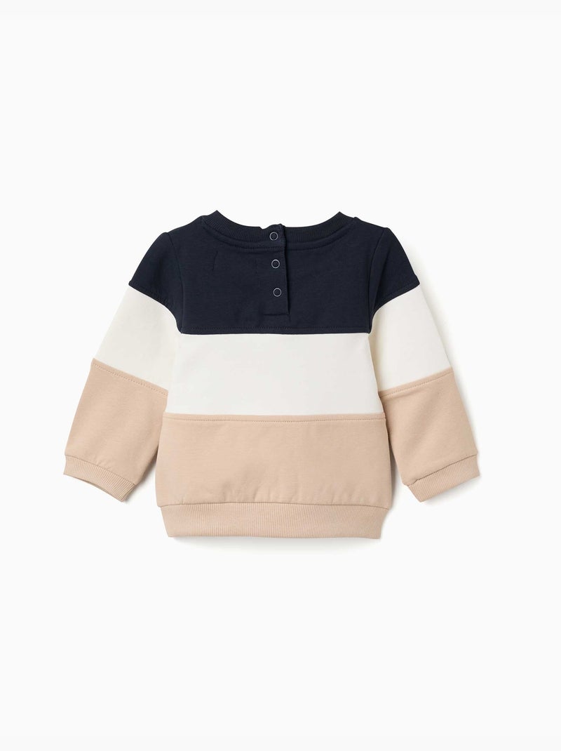Geborstelde sweatshirt met colour block Donkerblauw - Kiabi