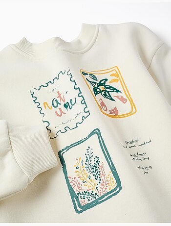 Geborstelde sweatshirt met kunst en natuur motief