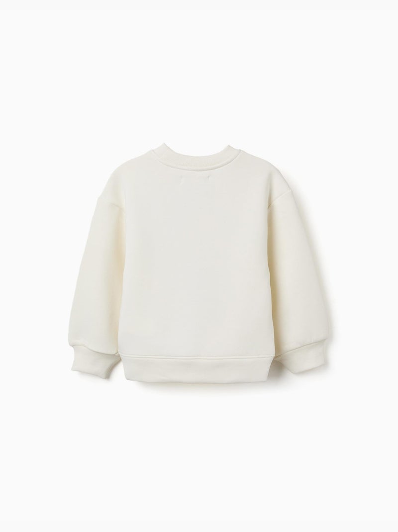 Geborstelde sweatshirt met kunst en natuur motief Wit - Kiabi