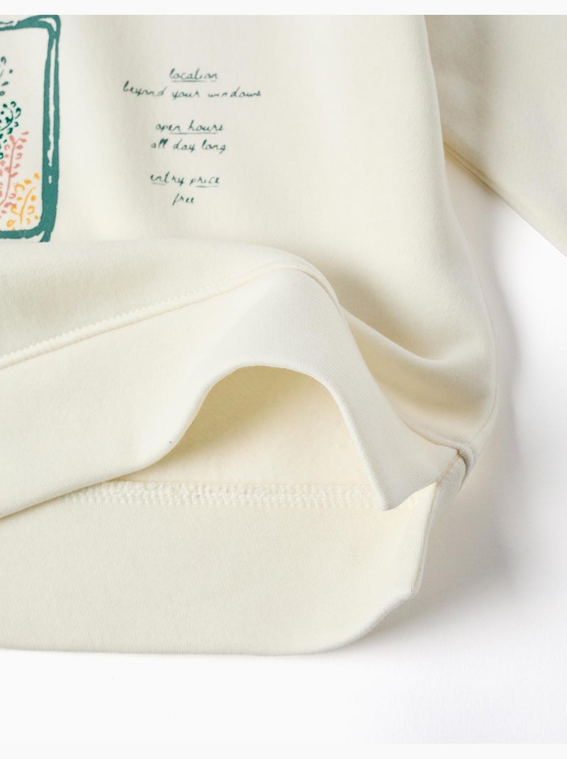 Geborstelde sweatshirt met kunst en natuur motief Wit - Kiabi