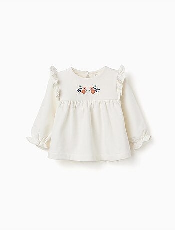 Geborstelde sweatshirt met reliëf bloemen
