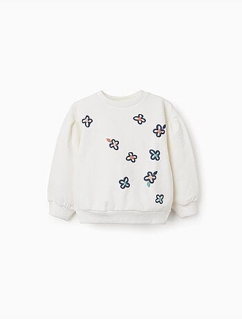 Geborstelde sweatshirt met reliëfbloemen