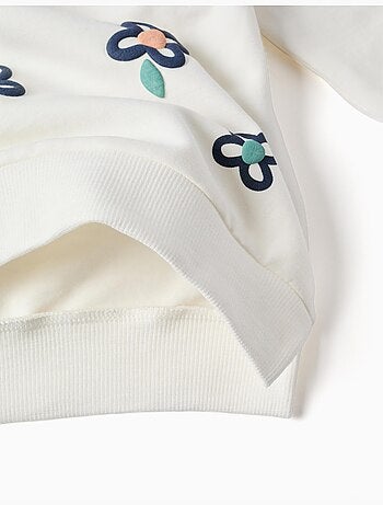 Geborstelde sweatshirt met reliëfbloemen