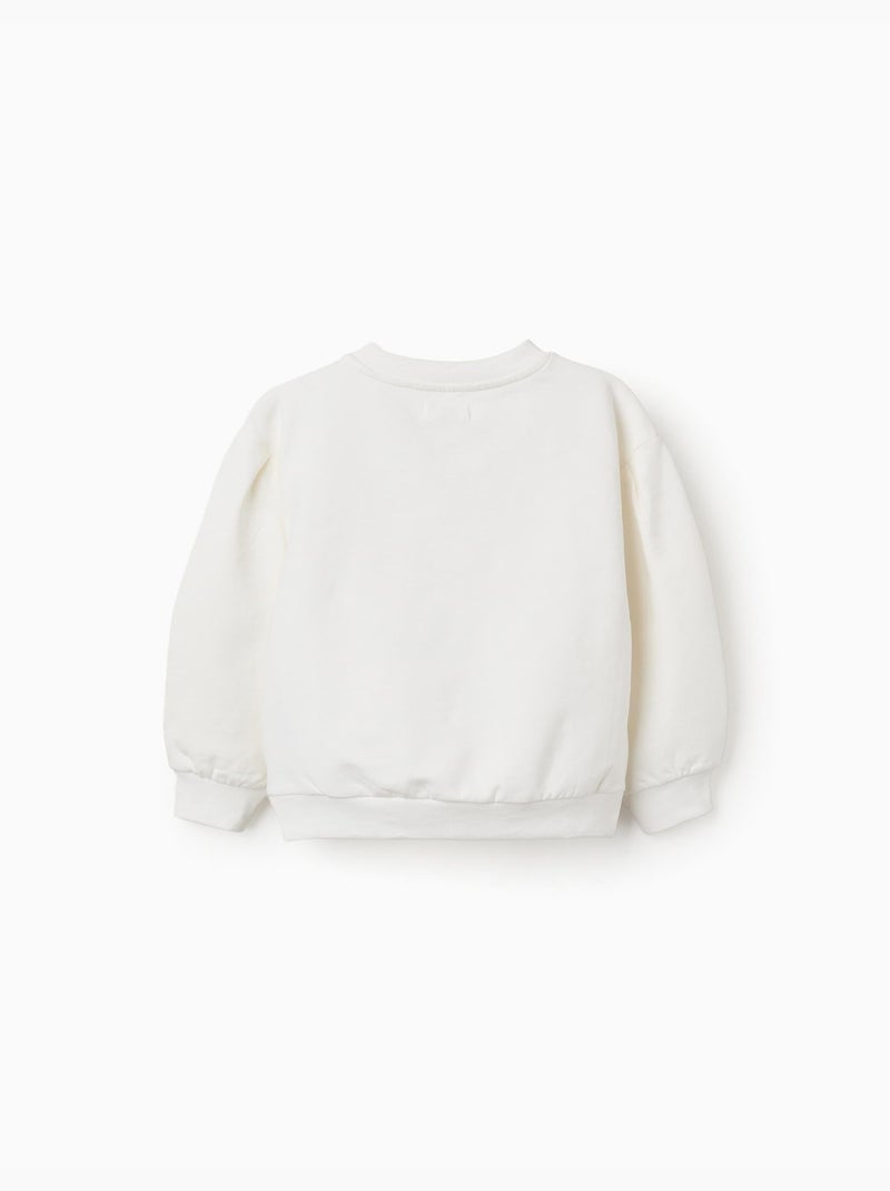 Geborstelde sweatshirt met reliëfbloemen Wit - Kiabi