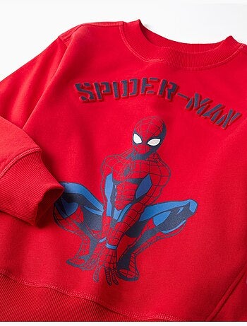 Geborstelde sweatshirt met spider-man reliëfprint