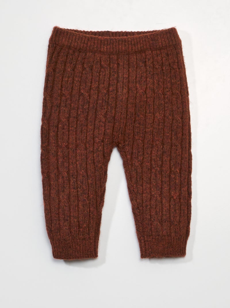 Gebreid broekje van dik tricot BRUIN - Kiabi