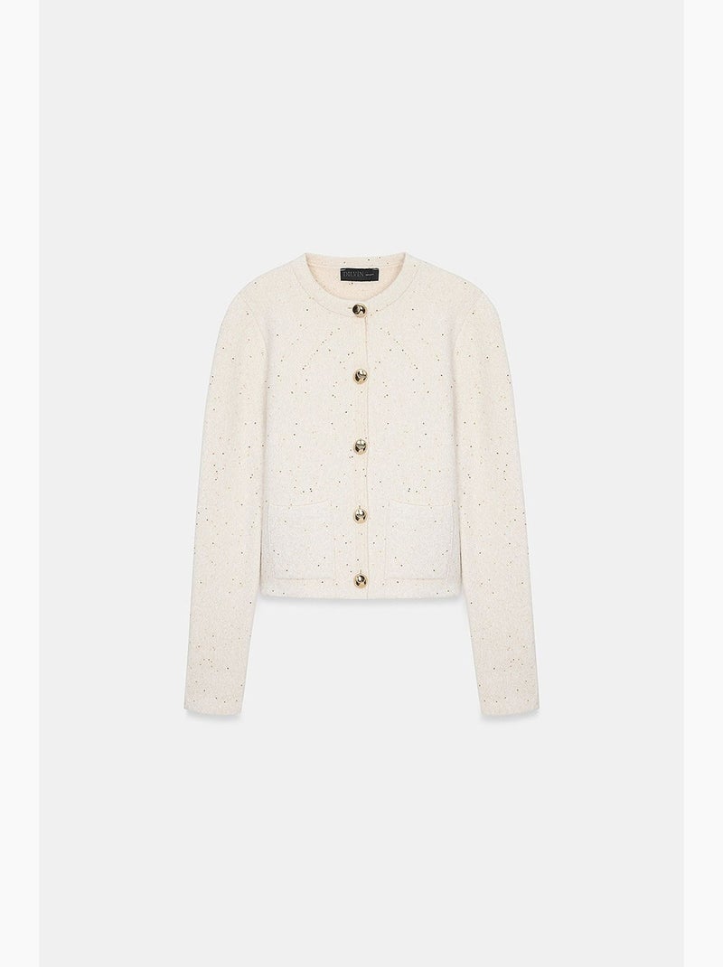 Gebreid damesvest dilvin Natuurlijk beige - Kiabi