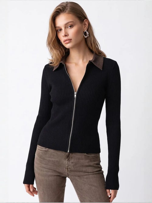 Gebreid damesvest mixray - Kiabi Gebreid damesvest mixray - Kiabi