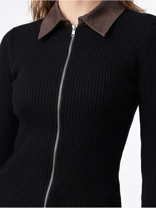 Gebreid damesvest mixray - Kiabi Gebreid damesvest mixray - Kiabi