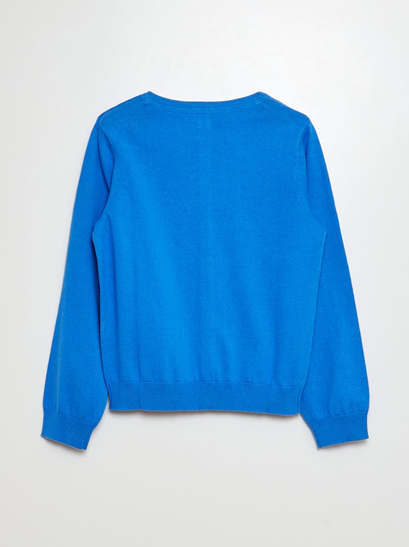 Gebreid effen vestje BLAUW - Kiabi