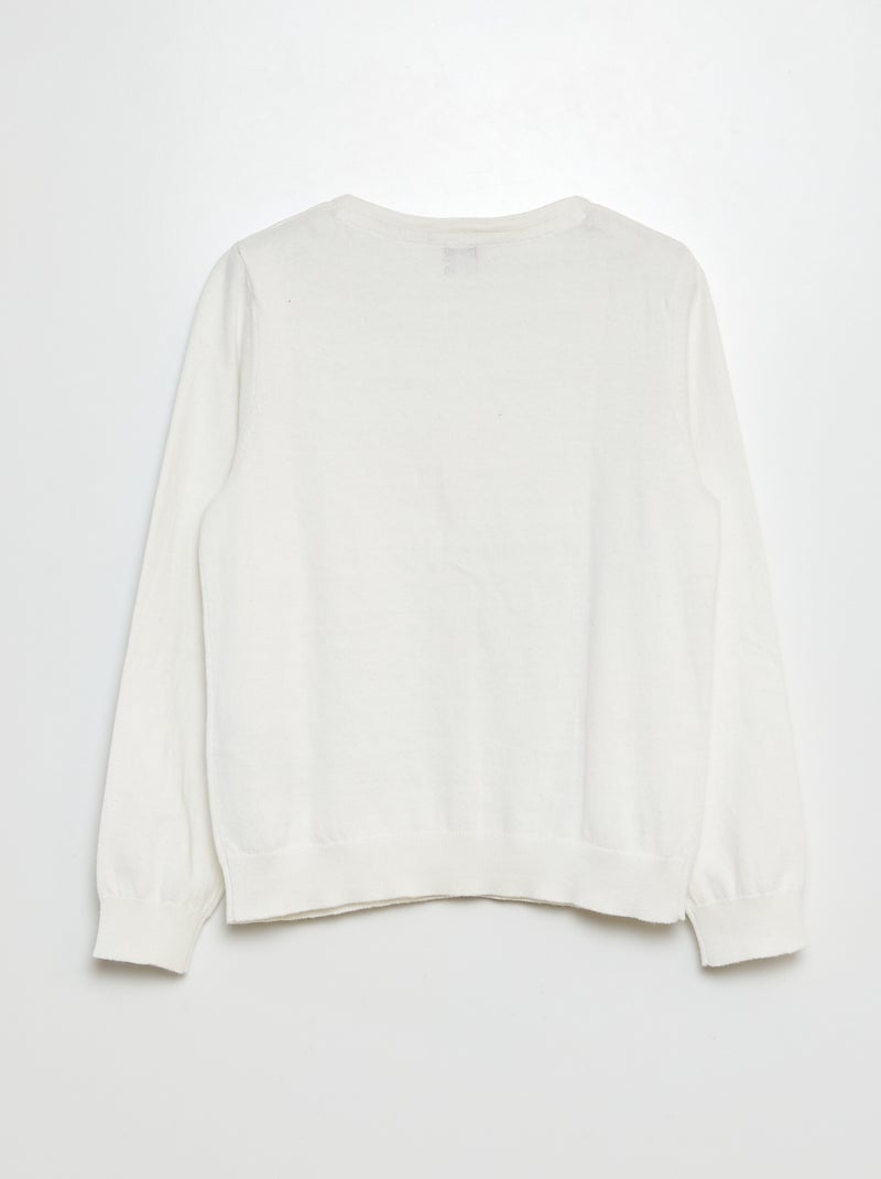 Gebreid effen vestje WIT - Kiabi