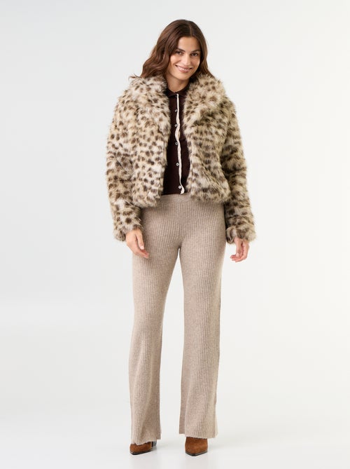 Gebreid gilet met korte mouwen en kant - Kiabi
