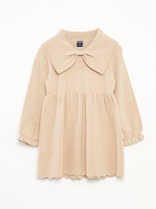 Gebreid jurkje met strikkraag - Kiabi