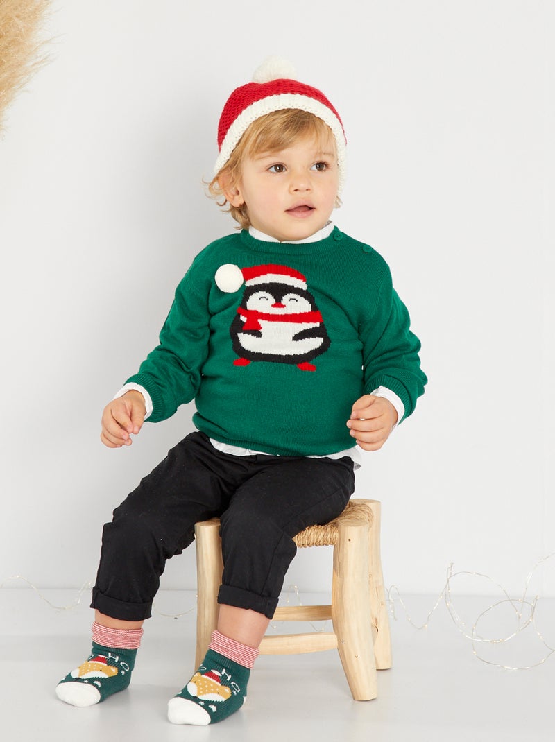 Gebreid kersttruitje GROEN - Kiabi