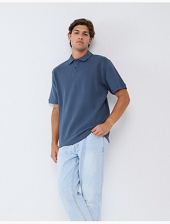 Gebreid poloshirt met textuur, mo fashion