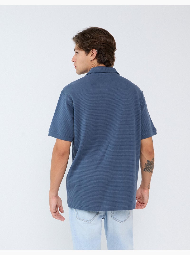 Gebreid poloshirt met textuur, mo fashion Blauw - Kiabi