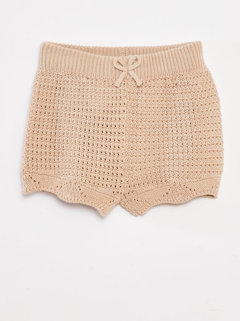 Gebreid short Biege - Kiabi