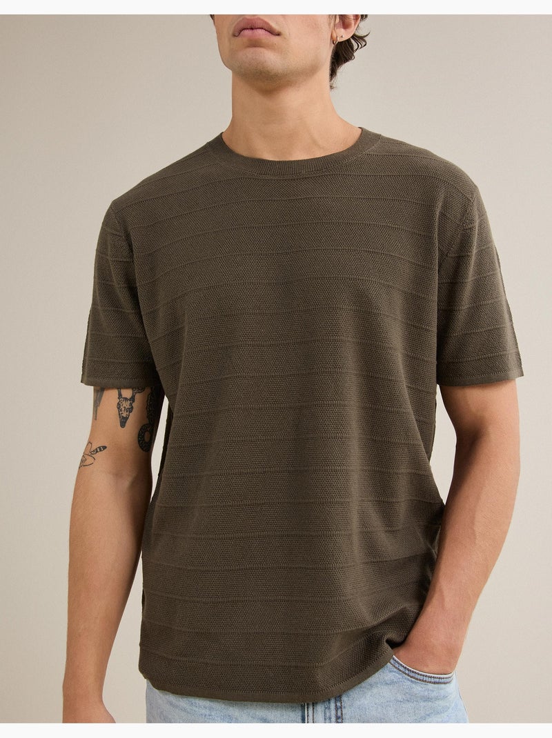 Gebreid t-shirt, mo fashion Groen - Kiabi