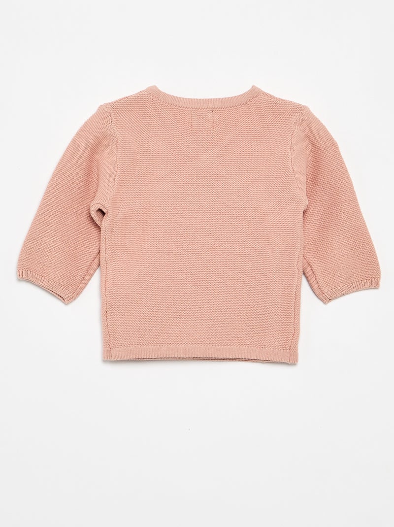 Gebreid truitje in eenvoudige ribbelsteek Rose - Kiabi