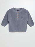 Gebreid truitje met henleykraagje BLAUW - Kiabi